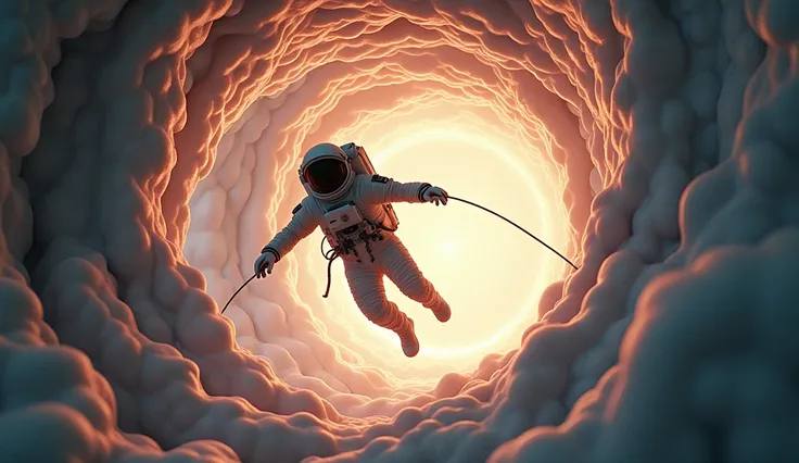 A one man space from Under Warm hole falling down without spaceship.
Eye catching Image 