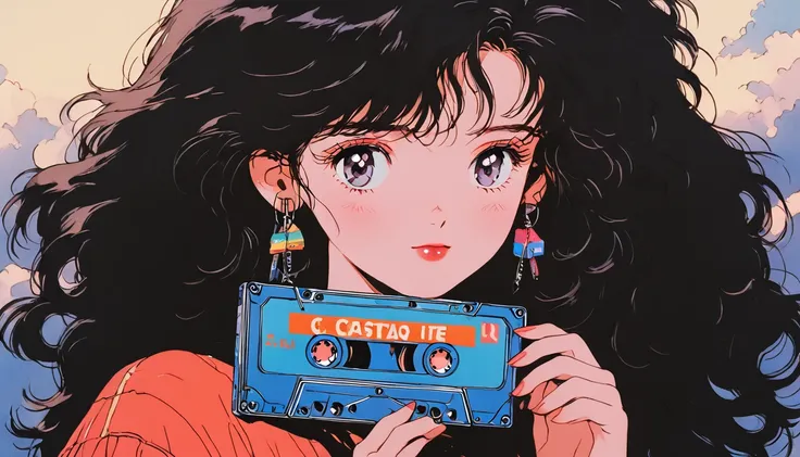 90s anime style, 1990s style, clear, 1980s style, (:1.7), best quality, 8k, 1 young , only, lo-fi girl, lofi art, low-fi feeling...