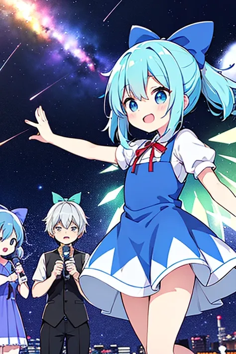 am the strongest Cirno　Cirno and friends are singing karaoke　Meteor Shower　Karaoke Box　Stars Shining　Shooting Star　　Karaoke Boxにいます　It&#39;s indoors　illumination　Perseus Meteor Shower　　My breasts are small　Clothes are default　Riding a pure white thoroughbr...