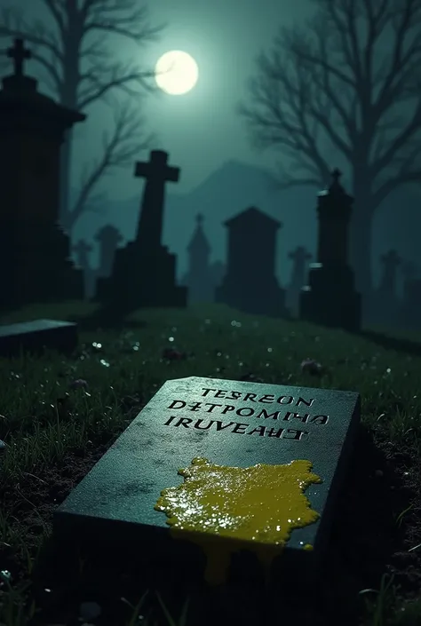 Thomas Waynes grave soaked in yellow piss at a cemetery night time