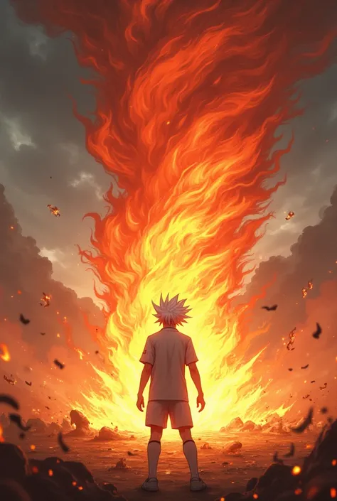 Fire tornado hit by white-haired Gouenji Shuya