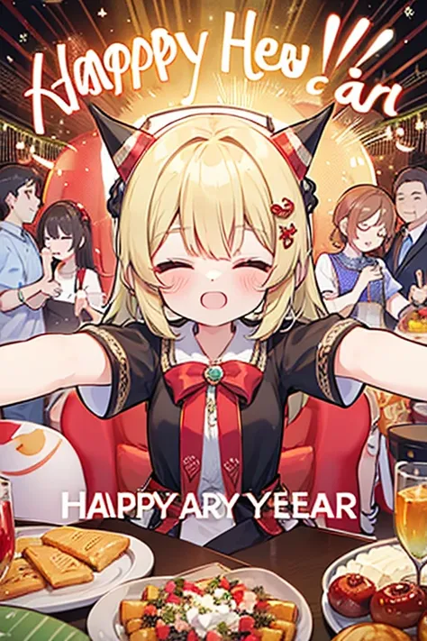 have a party on new year&#39;s day　i&#39;m drinking sake　meteor shower　　my breasts are small　the outfit is default　riding a jet-...