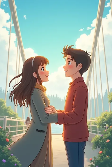 
Panel 6:
 
- A final shot of Anna and Ken waving goodbye, their faces filled with a newfound friendship. The bridge behind them symbolizes the connections they have made, transcending cultural boundaries.
- A caption reads: "The bridge of understanding, b...