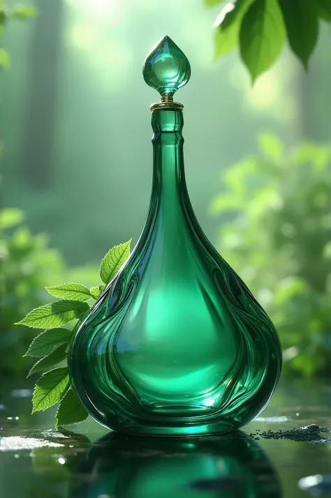 3. Emerald (Spring) perfume bottle 

Leaf Shape: Symbolizing growth and nature.

• Curved, Teardrop Shape: Flowing design representing renewal and softness