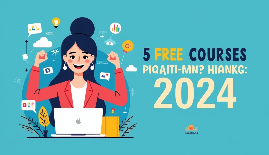 "Create a vibrant and engaging thumbnail for a YouTube video titled 5 Free Digital Marketing Courses 2024 | Complete Digital Marketing Course For Beginners. The design should feature bold and clear text, highlighting 5 Free Courses and 2024 in large, eye-c...