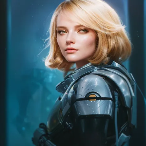 there is a woman with a futuristic suit and a futuristic helmet, portrait beautiful sci - fi girl, portrait of a sci - fi woman, portrait armored astronaut girl, epic sci-fi character art, epic sci - fi character art, cgsociety portrait, portrait of female...