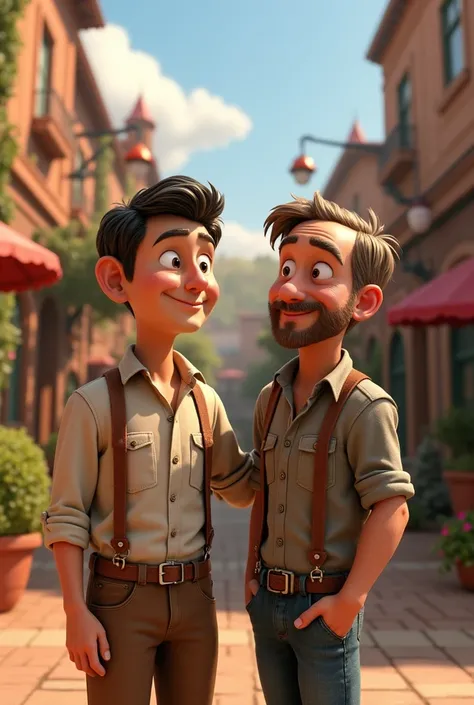 Development of animated characters in the style of 3D Pixar, a hasband and his male friend 