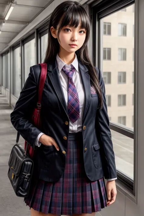 schoolgirl,girls school uniform,blazer,standing posture,