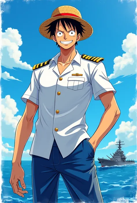 Luffy navy Marine One piece costume 
