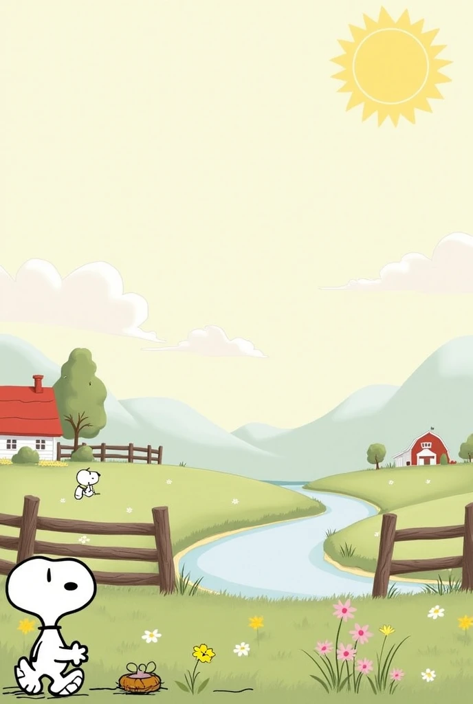 Snoopy wallpaper in a nice country place
