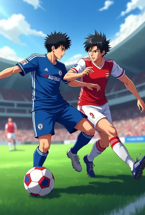 Handsome Tsubasa Ozora Play Soccer For Chelsea Anime Style, Korean Perm, Vs Handsome Kojiro Hyuga Play Soccer For Arsenal