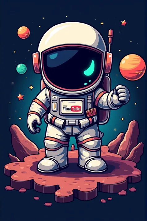 Create an image with a logo and a gamer astronaut mascot in pixel art for me to use as an avatar and cover for my future YouTube channel, which will be called Top Up Games.