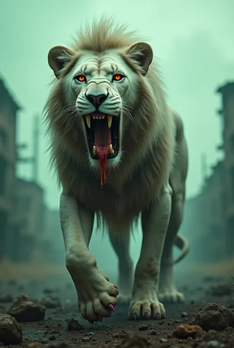 White lion in to zombie