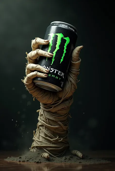 Mummy&#39;s hand with Monster Drink 
