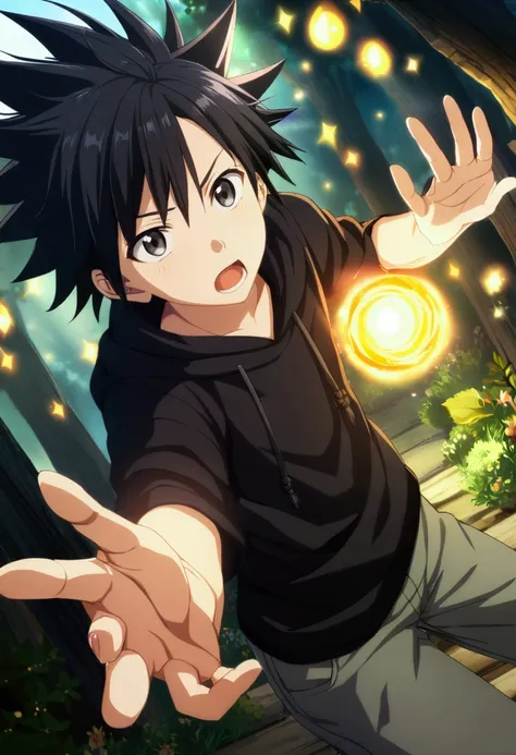 1boy, black hair,spiky hair,black eyes, teenage, CG