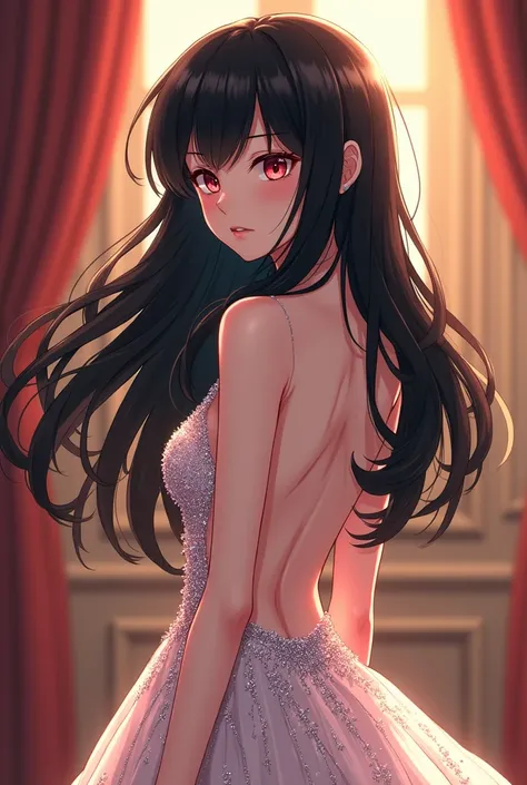 Rin Tohsaka, a young anime girl with long, flowing black hair neatly styled,(((Best quality))),((Ultra-detailed)),((illustration)),((Disheveled hair)),((frilld)),(1 girl),(Solo),
1 girl,solo,Wavy hair secretary,solitary,Exquisite eyes,pink eyes,Fine blue h...