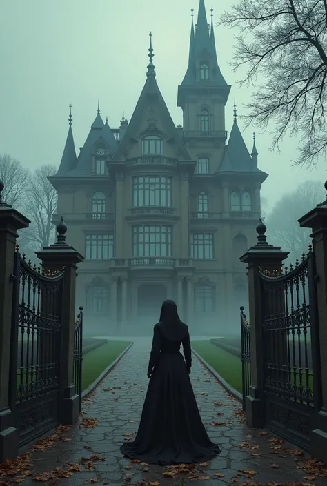 An imposing mansion, 1885 She has an air of mystery 