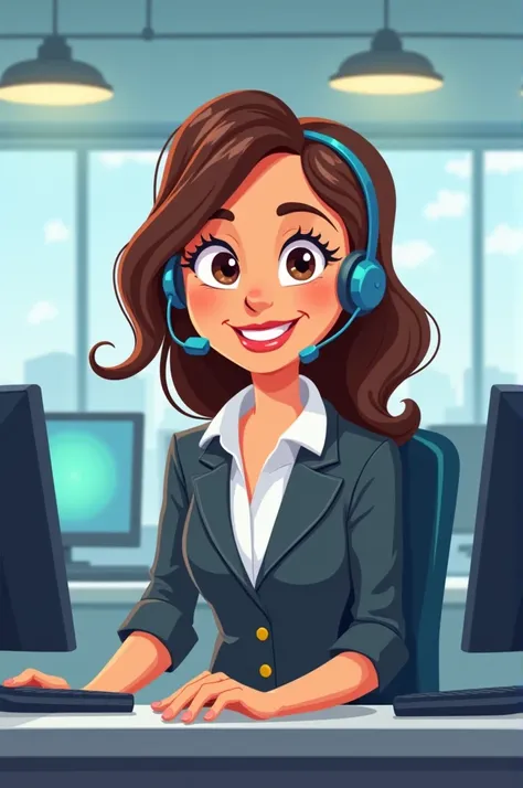 operator of call center cartoon woman
