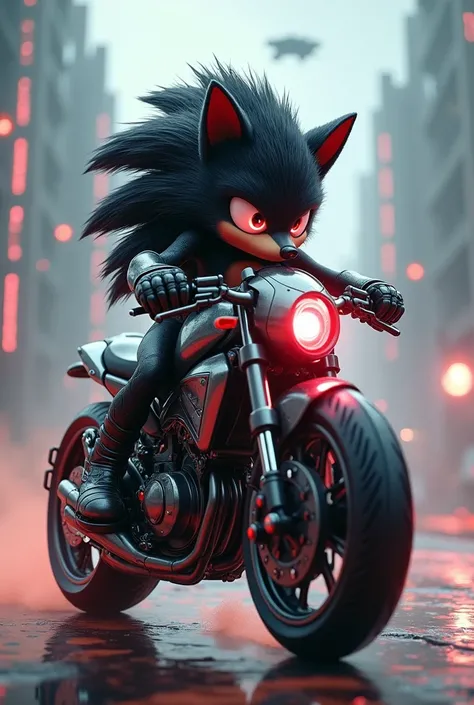 Voluptuous female Shadow the Hedgehog riding futuristic bike 