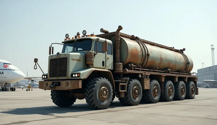 A refueling truck standing on airport
