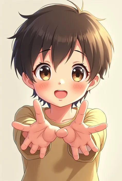 Create a instagram profile pic for boy cute and beautifull anime saying hi 