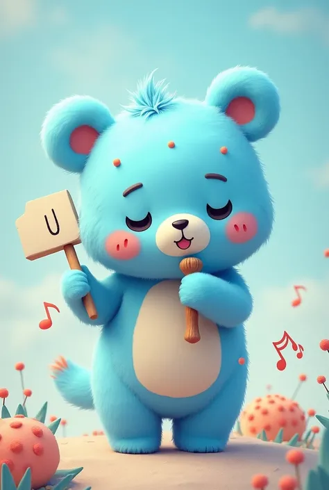 I&#39;m trying to create a character in wind orchestra. The meaning of our orchestra is &#39;together&#39;., The character resembles a bear and the color is blue./I&#39;ll do it in sky blue, I think the character shape could be made by mixing musical notes...