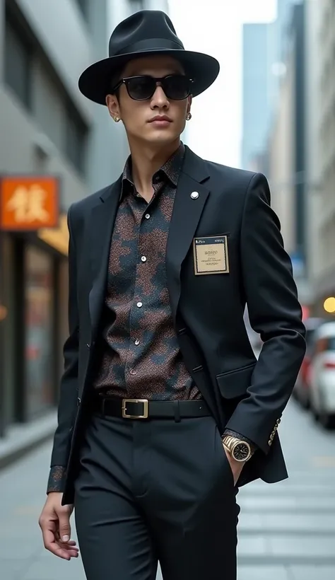 The modern suit - sophisticated urban attire。
Stylish sunglasses - trendy look。
A hat inspired by a skyscraper - symbolizing a tower。
Artistic accessories - reflecting the Mori Art Museum。
Sophisticated ties - where business meets culture。
Smart Watches - ...