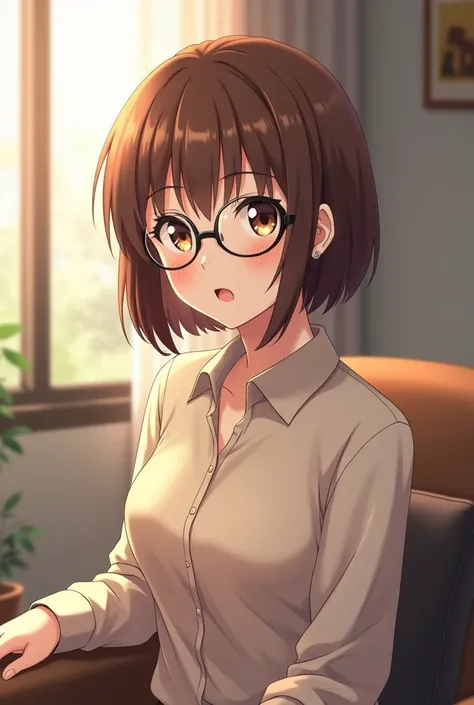 anime girl therapist with glasses and short mid hair