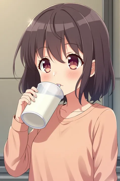 Create such an anime in which a child is drinking milk from the nipples of a girls boobs