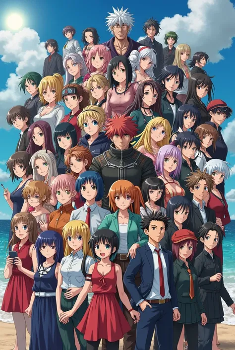 50 different anime characters in one frame