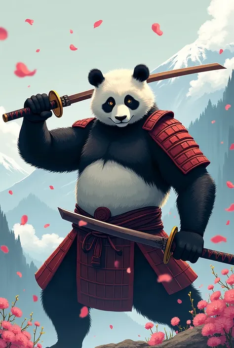 Make a panda samurai who is very cool looking for discord pfp