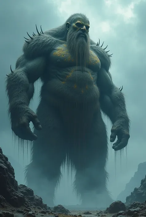 Heres a text prompt for generating an image of Ymir, the largest giant in Norse mythology, with tears streaming down his face:

"Generate an image depicting Ymir, the colossal giant from Norse mythology, with tears flowing down his rugged, ancient face.

C...