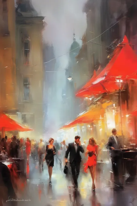 willem henraets style - busy week dziewczyna w czerwonej sukience , neon street