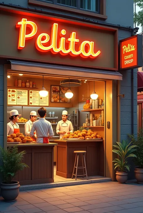 a shop called "pelita" which sells fried chicken