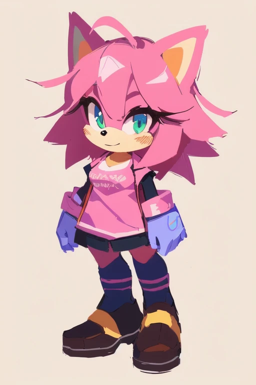 drawing of a girl with pink hair and a pink shirt, inspired by Lucy Angeline Bacon, full color drawing, colored sketch, sonic oc, colored drawing, inspired by Tom Carapic, high quality colored sketch, character drawing, anthropomorphic hedgehog, profession...