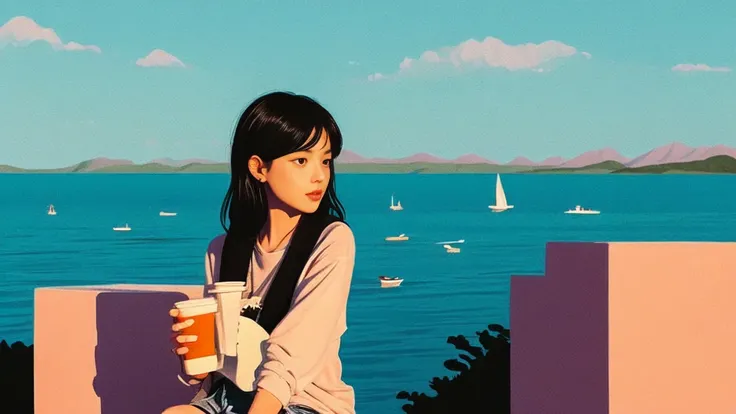 An illustration, Lofi Art, LOFI Girl, Portrait of Rofi, Lofi Artstyle, ローファイAn illustrationスタイル, Cool vibes, Relaxed atmosphere, Lo-fi art, Lo-fi feeling, LOFI Girl aesthetic, Cool vibe, 夢のようなAn illustration, relaxed mood, Cozy place, Lo-fi aesthetic