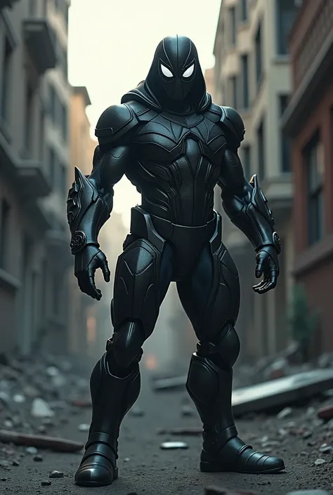 Cinematic Composition darkness A realistic photoshoot of All spider man nanopunk suit in one frame with spider 20307. tense scene.in destroyed street.armor.crazy pose,angry.sinister.frightening.dark.perfect image quality very realistic and cinematic |very ...