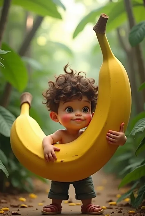 Boy coming part Khula Hua Mota banana size