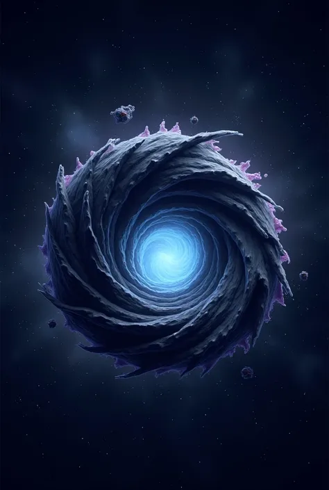 I want a space vortex. Black, white and a little blue. With space behind it. A logo for my unnamed YouTube channel, I want something a little more cartoonish I want smaller. I want a very realistic space behind. Dont change the vortex , decrease the size o...