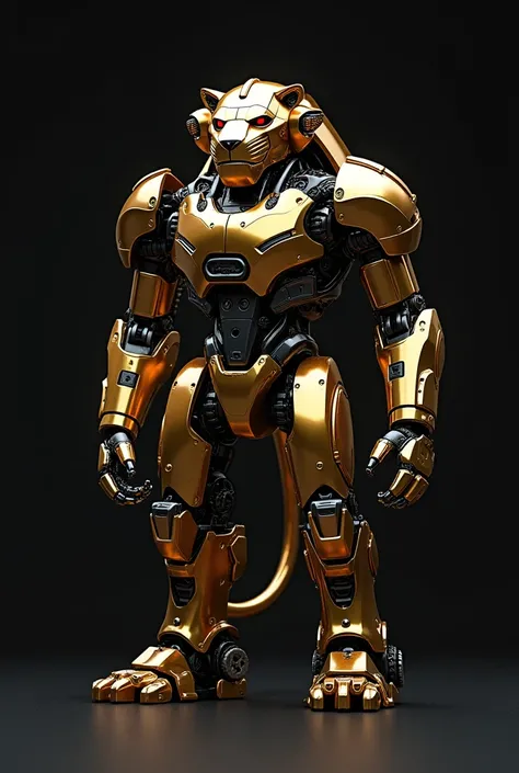 Create a realstic 3d logo for Digital brand a photopraphy brand With name "  Suru ai" 
Stand a   big lion robot nearly a logo using Gold and black colour make it detail 8k