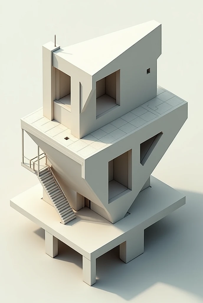 a drawing of a building with a staircase and a window, impossible stijl architecture, sketch - up, concept drawing, architectural concept diagram, architectural concept, perspective view, 3 d structure, isometric view, concept model, architecture concept, ...