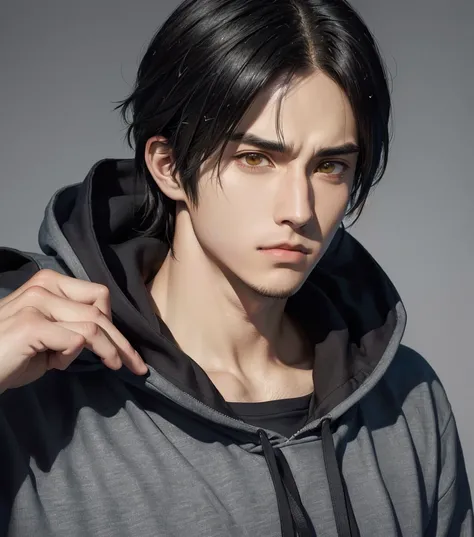 a close up of a person with a hoodie on, portrait of eren yeager, handsome guy in demon slayer art, anime handsome man, joseph joestar, eren yeager, male anime character, eren jaeger, kentaro miura manga art style, kentaro miura manga style, baki style, le...