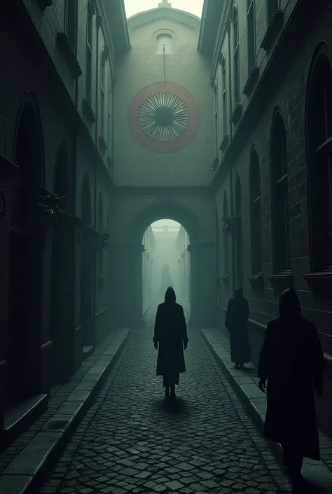 Create a dark and atmospheric book cover for a novel titled “The Path to Nowhere,” set in Saint Petersburg. The background should depict a moody cityscape with dimly lit streets, ancient buildings, and an overcast sky, conveying a sense of mystery and fore...