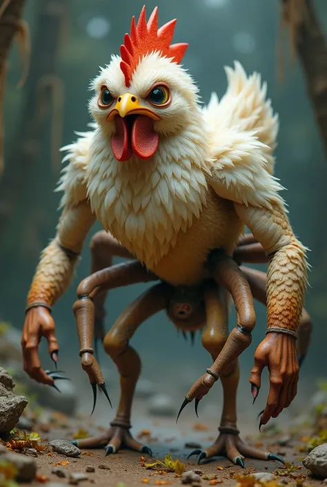 I want a chicken mixed with a human mixed with a spider and a monkey
