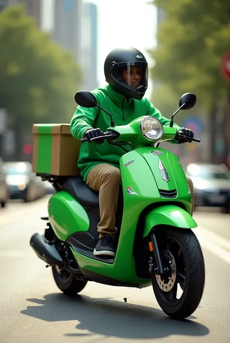 Green color delivery motorbike 