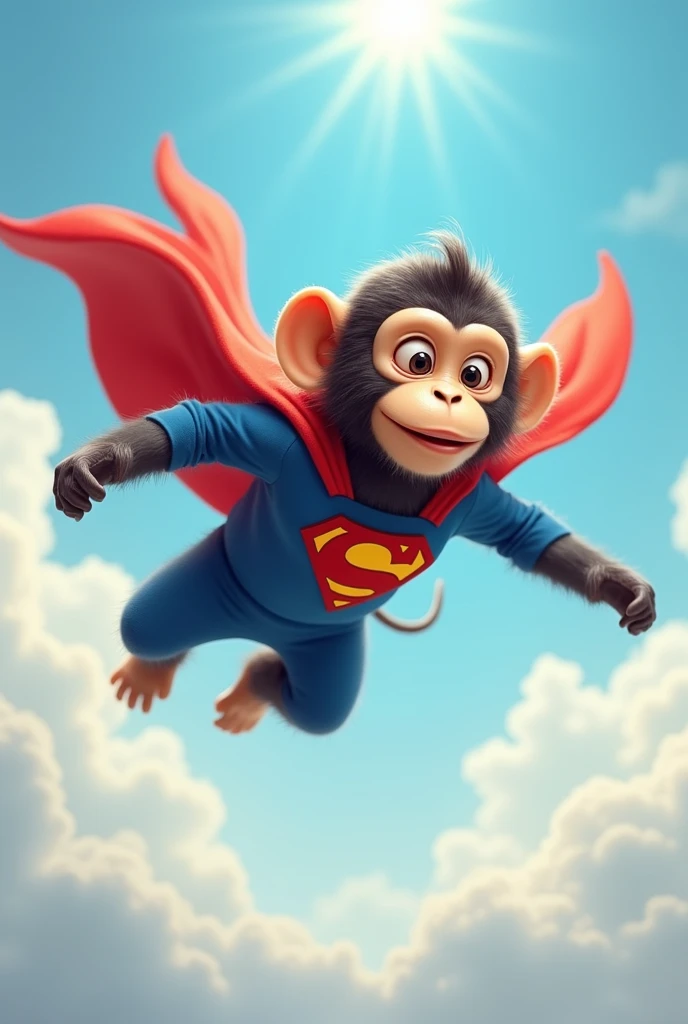 Flying monkey in superman costume