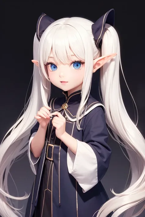 Elf Child, Twin tails, White Hair, Wizard