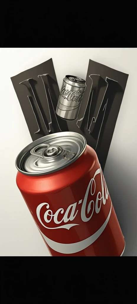 A tilted coca cola can drawn inside the can with the word dara written underneath in large shaded letters