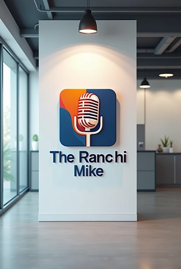 Make a logo of a news channel of name THE RANCHI MIKE and put logo on the wall of office 