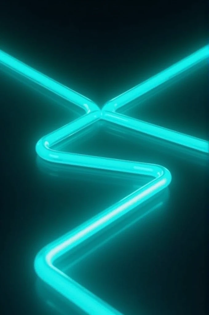 abstract or futuristic visuals, with lines of blue-green neon light that shimmer in a zig-zag pattern